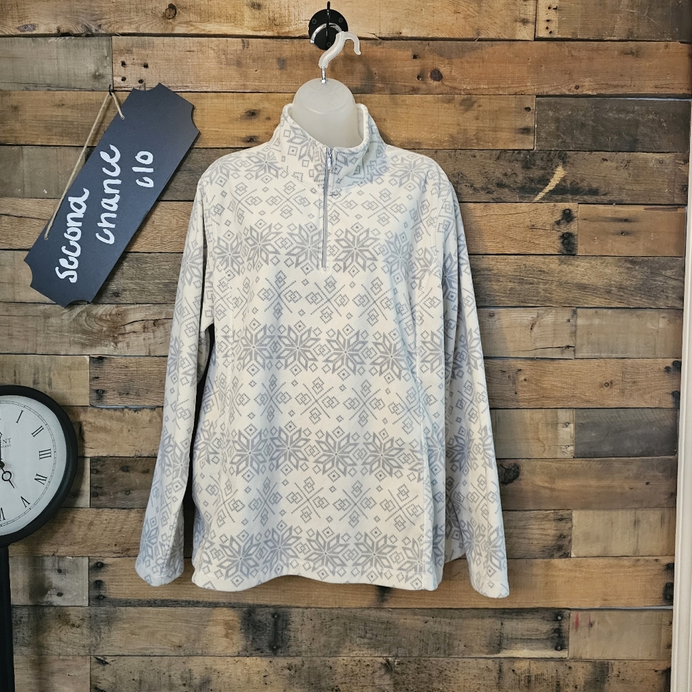 Gander Mountain Guide Series Fair Isle Snowflake 1/4 Zip Fleece Pullover Size XL